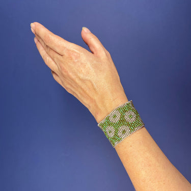 Brazalete Telar Plata Grueso Rondanas Turquesa T
